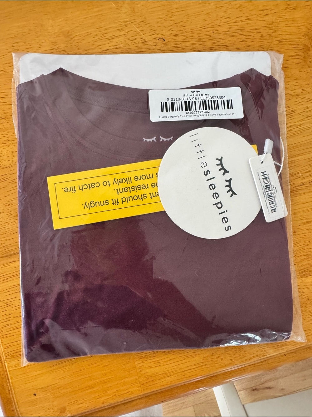 Maroon little sleepies bamboo pajamas, long sleeve/pants. Brand new in package.